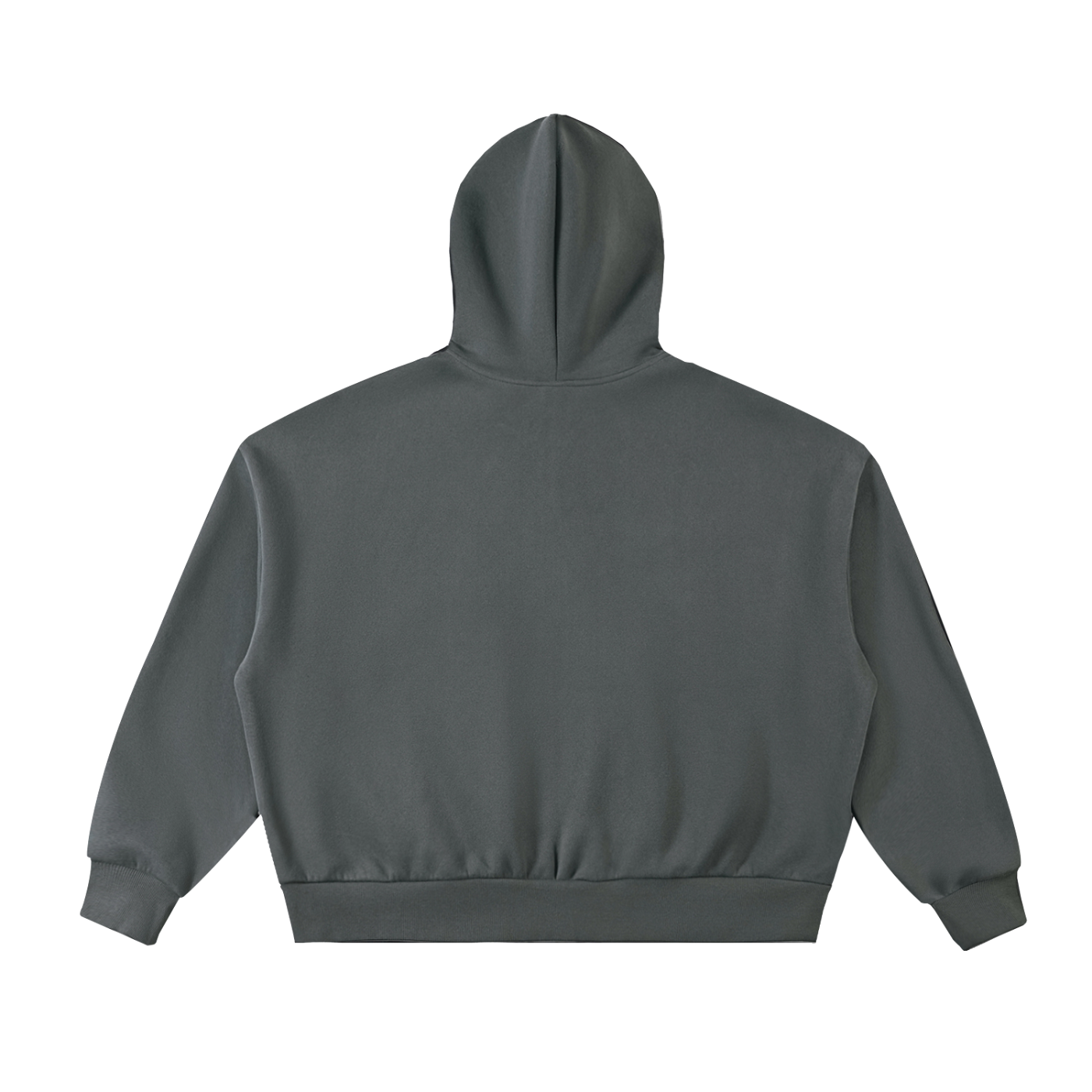 Fleeced Full-Zip Boxy Hoodie black