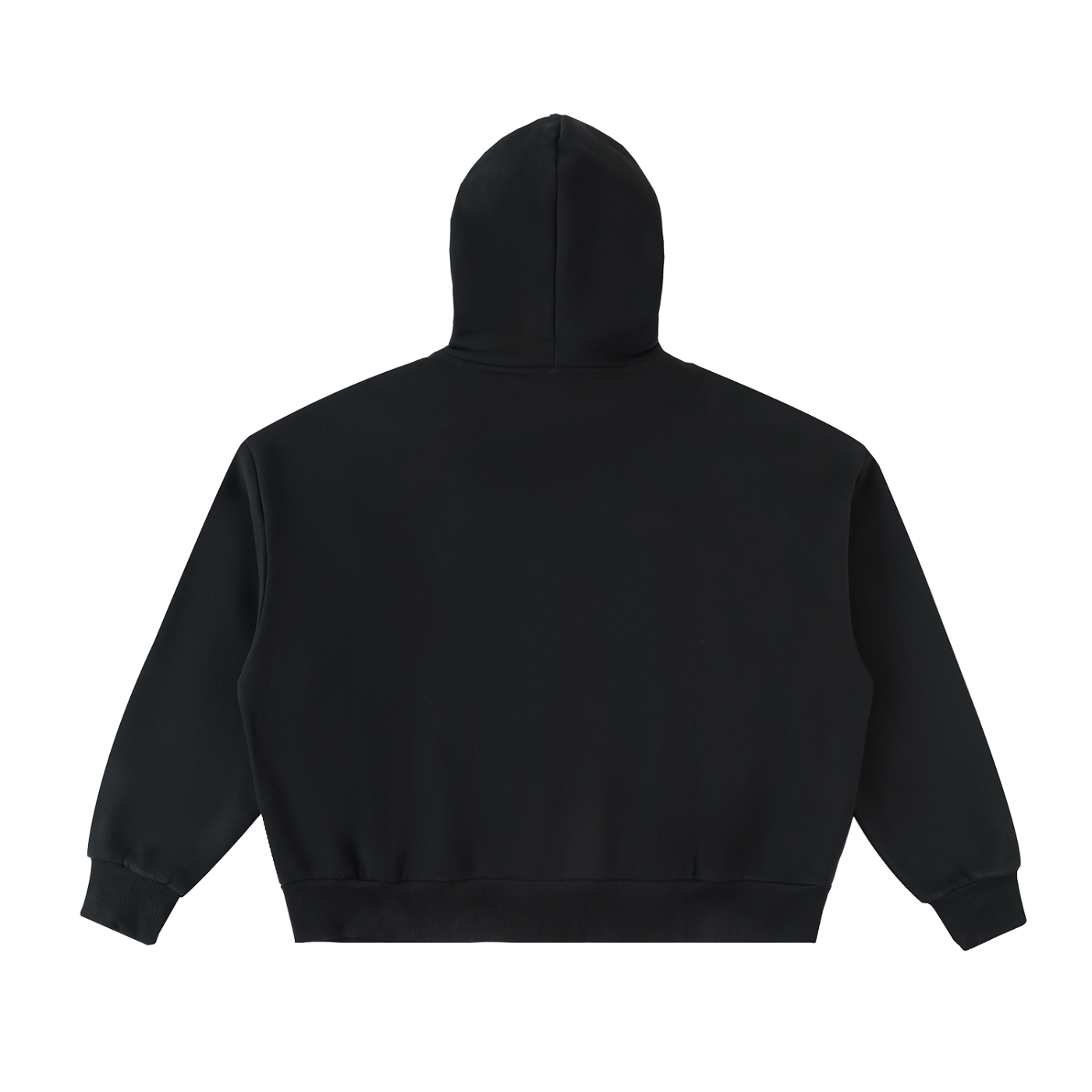Fleeced Full-Zip Boxy Hoodie black