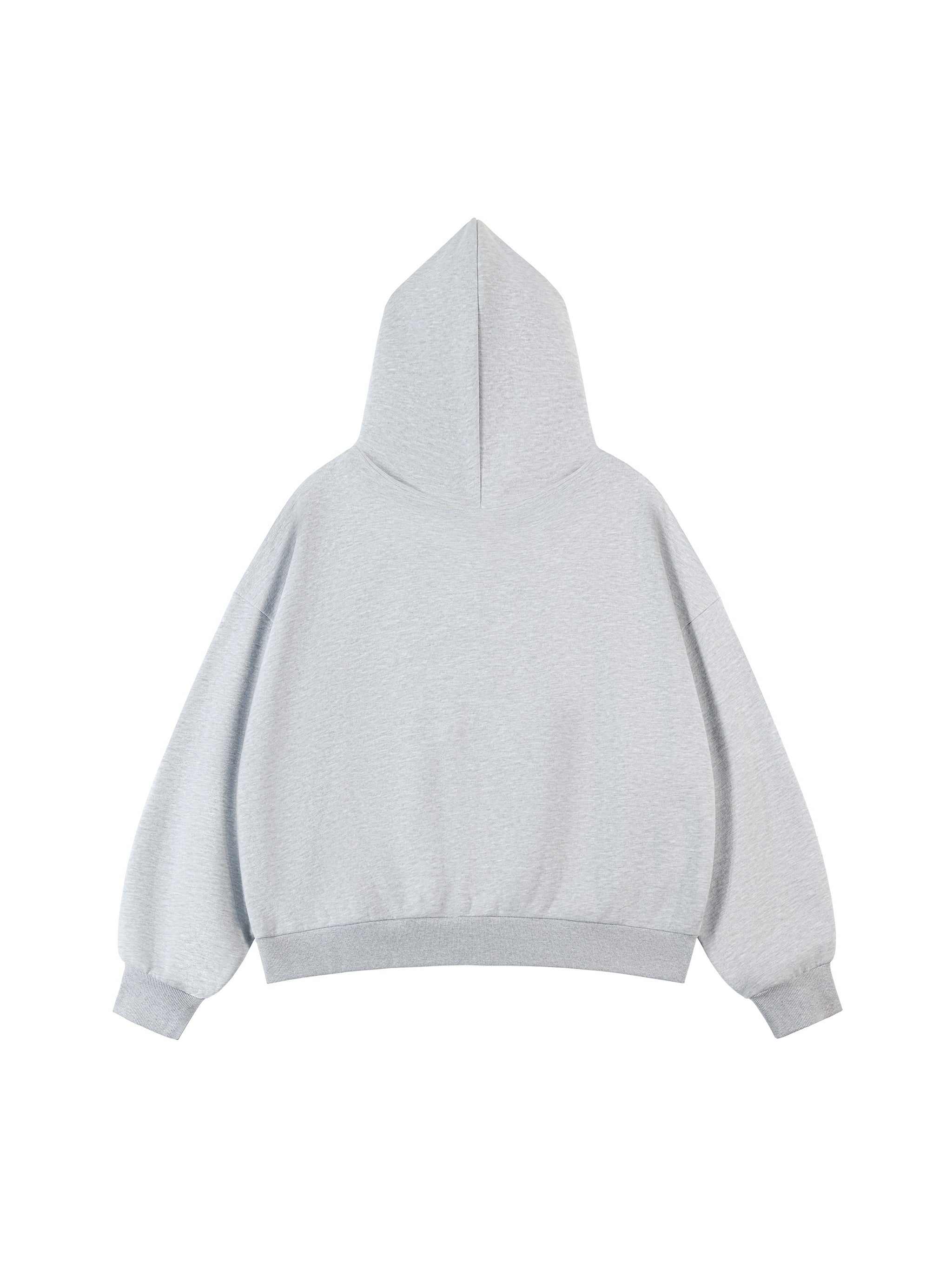 Fleeced Full-Zip Boxy Hoodie FLOWER GRAY
