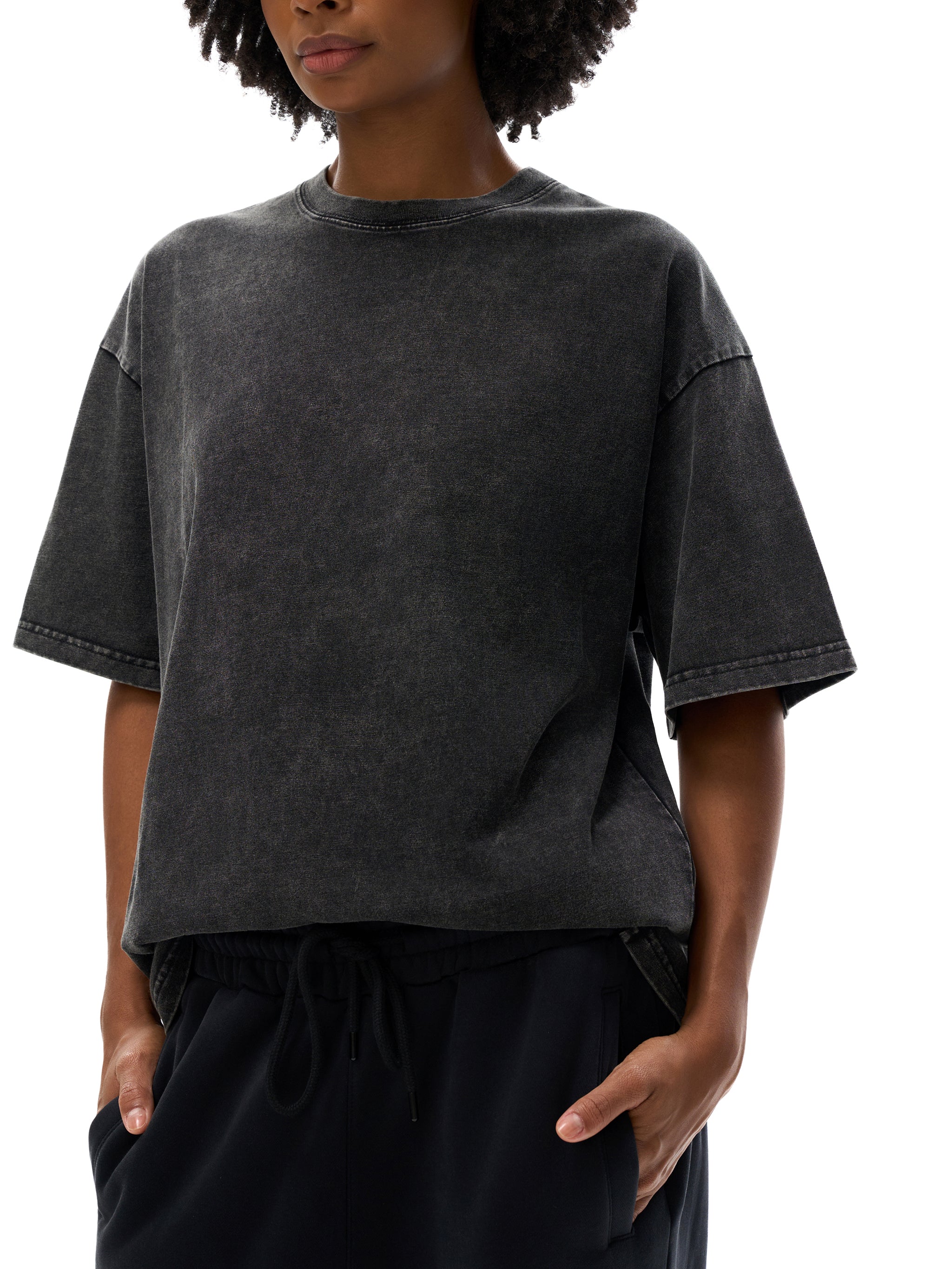 Snow Washed Oversized Cotton T-Shirt 250 GSM BLACK