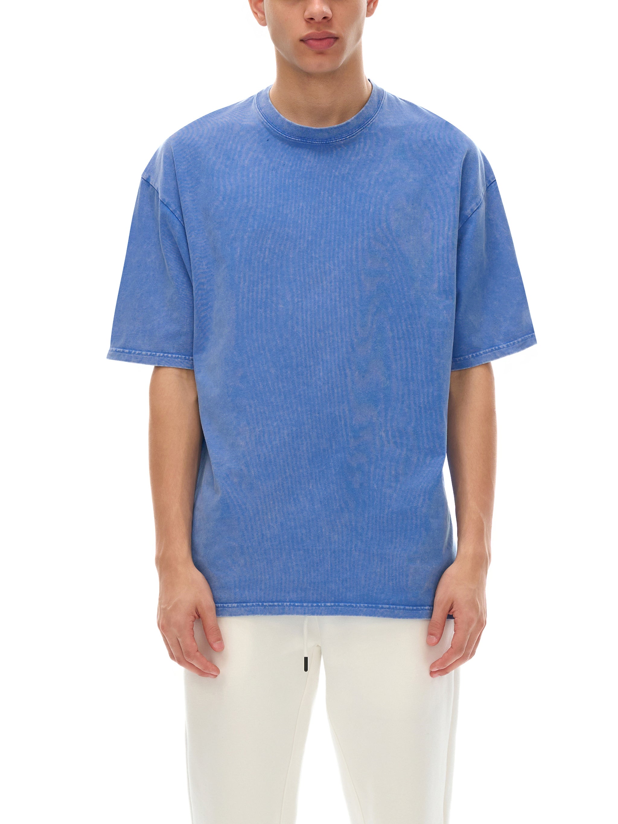 Snow Washed Oversized Cotton T-Shirt 250 GSM blue