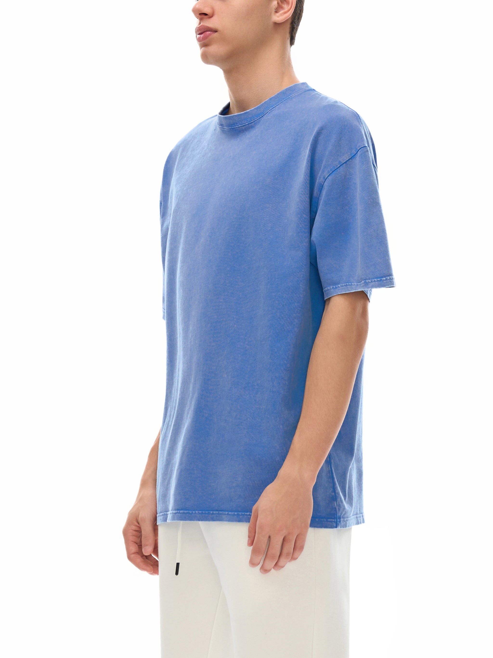 Snow Washed Oversized Cotton T-Shirt 250 GSM blue