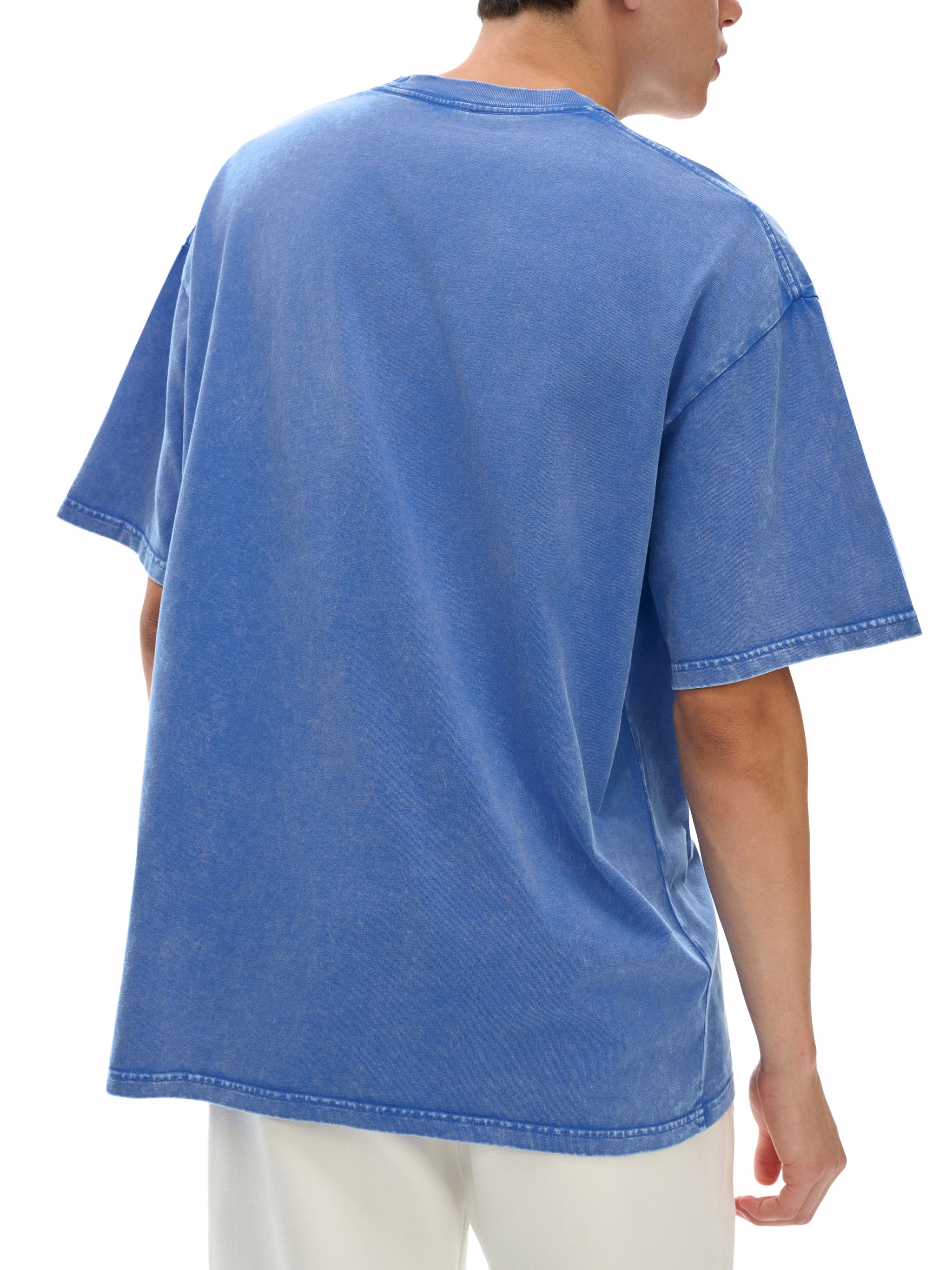 Snow Washed Oversized Cotton T-Shirt 250 GSM blue